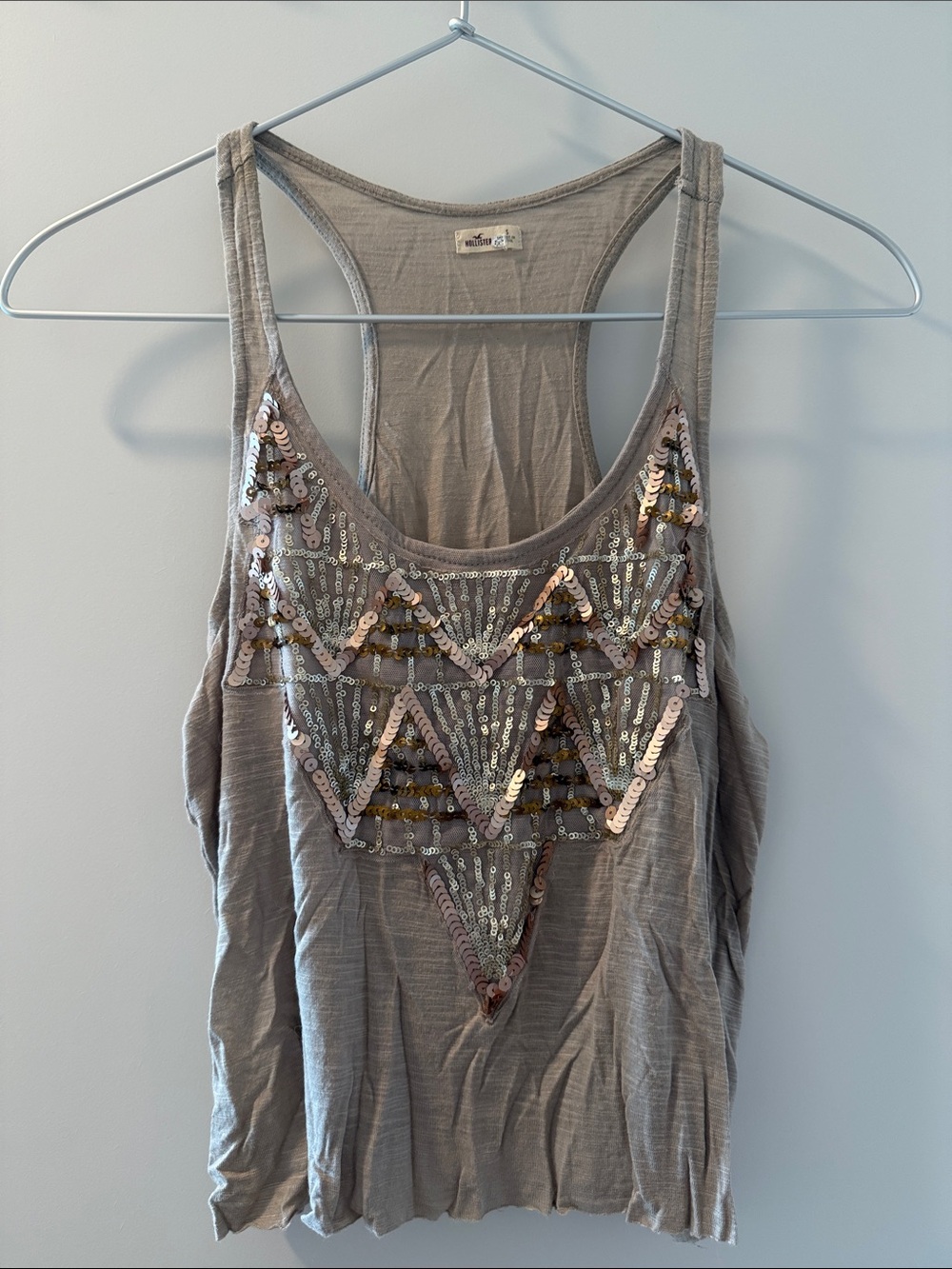 Hollister Tan Sequin Geometric Tank Top - Women's